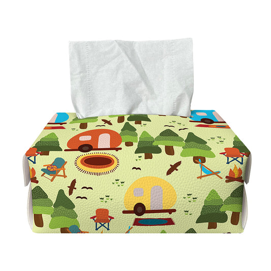 Camping Picnic Pattern Print Rectangle Tissue Box Cover