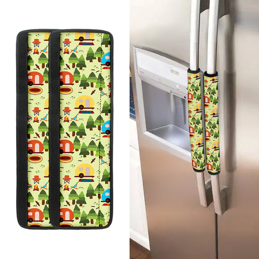 Camping Picnic Pattern Print Refrigerator Handle Covers