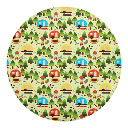 Camping Picnic Pattern Print Round Blanket