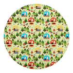 Camping Picnic Pattern Print Round Blanket
