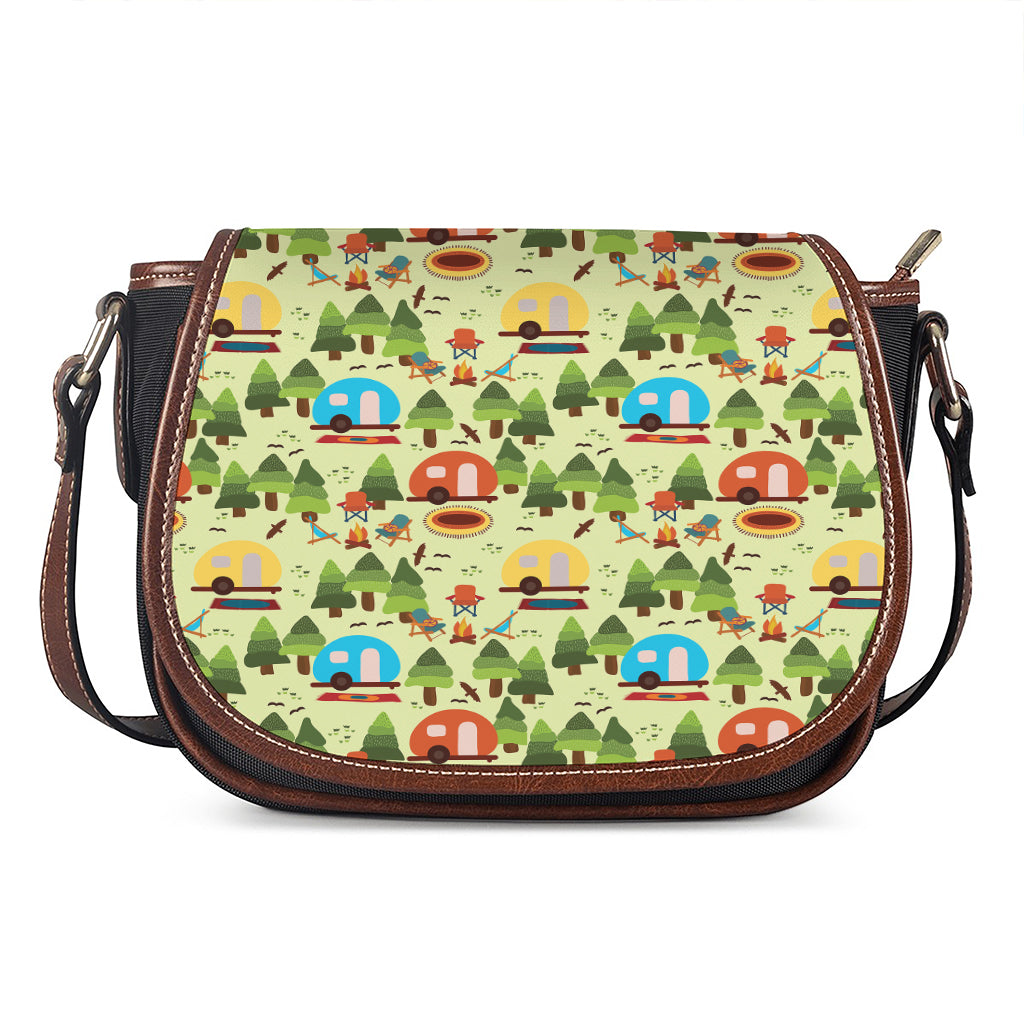 Camping Picnic Pattern Print Saddle Bag