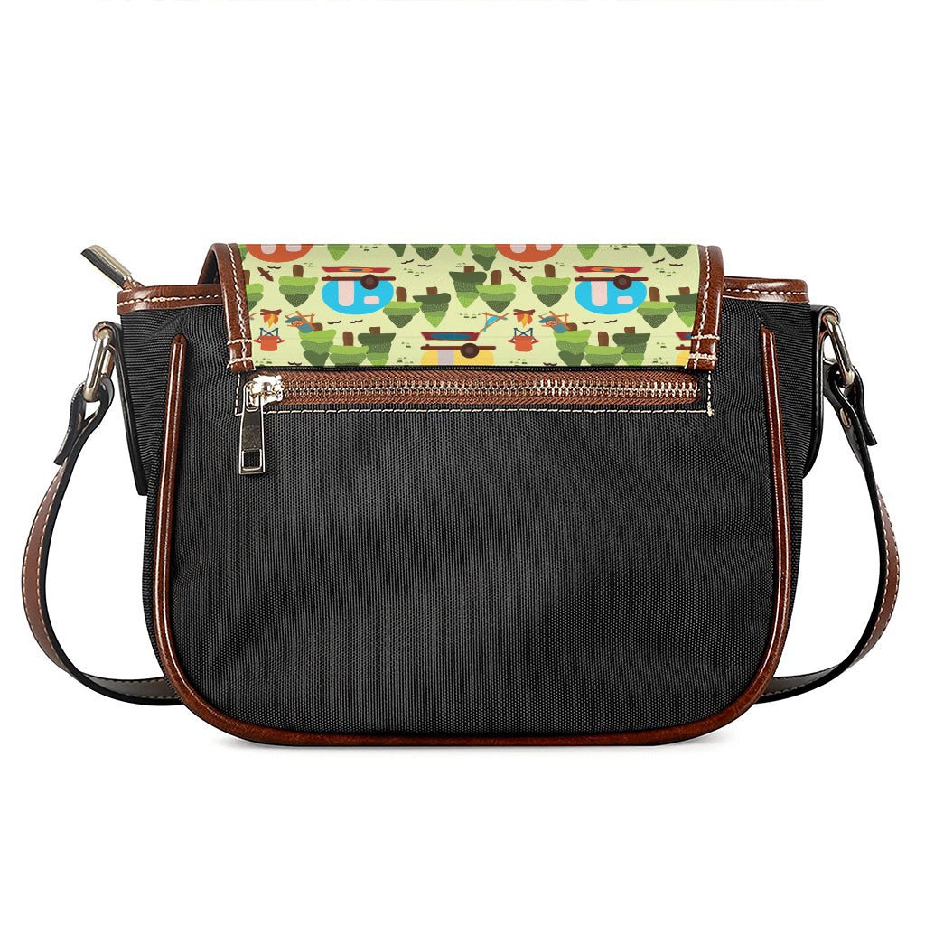 Camping Picnic Pattern Print Saddle Bag