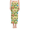 Camping Picnic Pattern Print Side Slit Maxi Skirt