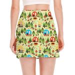 Camping Picnic Pattern Print Side Slit Mini Skirt