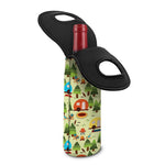 Camping Picnic Pattern Print Single Neoprene Wine Tote