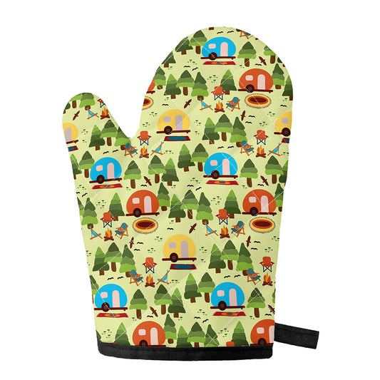 Camping Picnic Pattern Print Single Oven Mitt