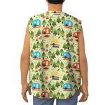 Camping Picnic Pattern Print Sleeveless Baseball Jersey