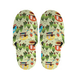 Camping Picnic Pattern Print Slippers