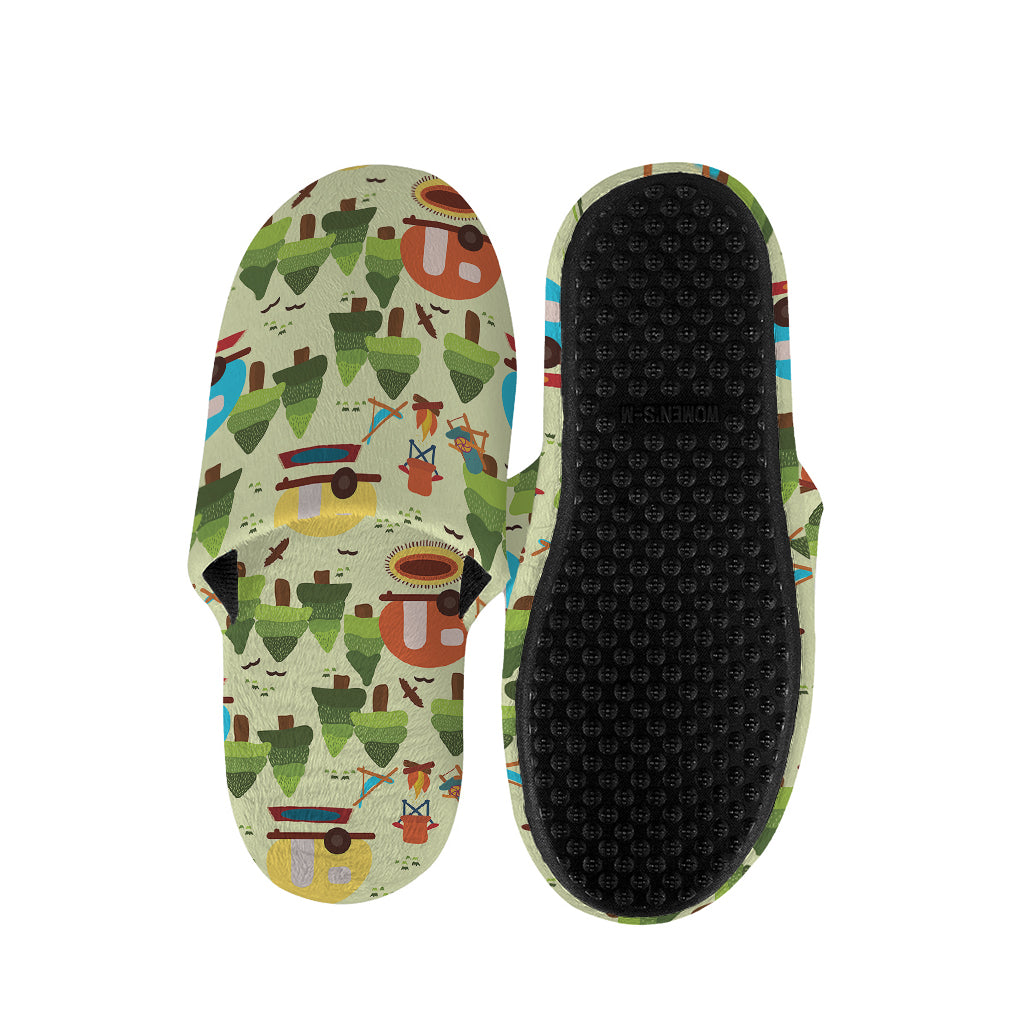 Camping Picnic Pattern Print Slippers