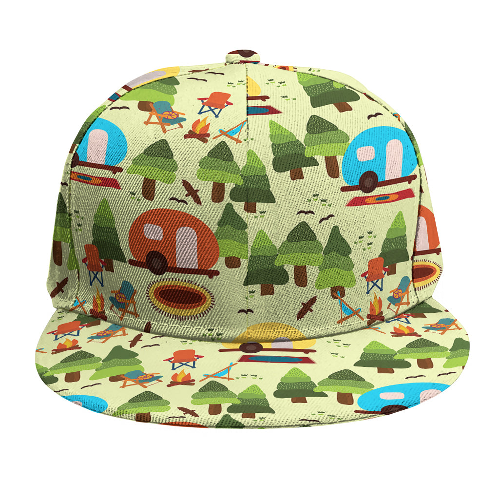 Camping Picnic Pattern Print Snapback Cap