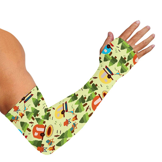 Camping Picnic Pattern Print Sun Protection Arm Sleeves