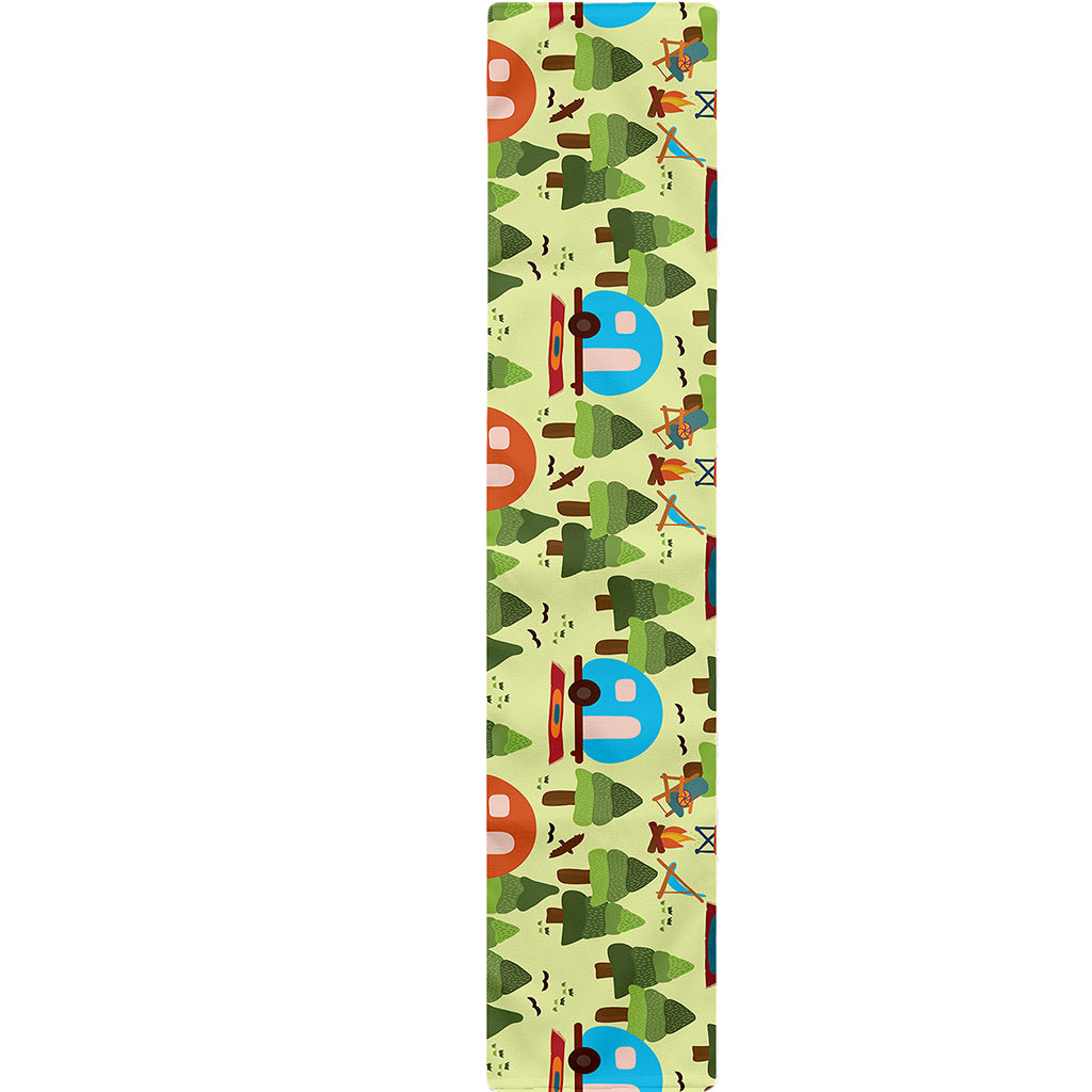 Camping Picnic Pattern Print Table Runner