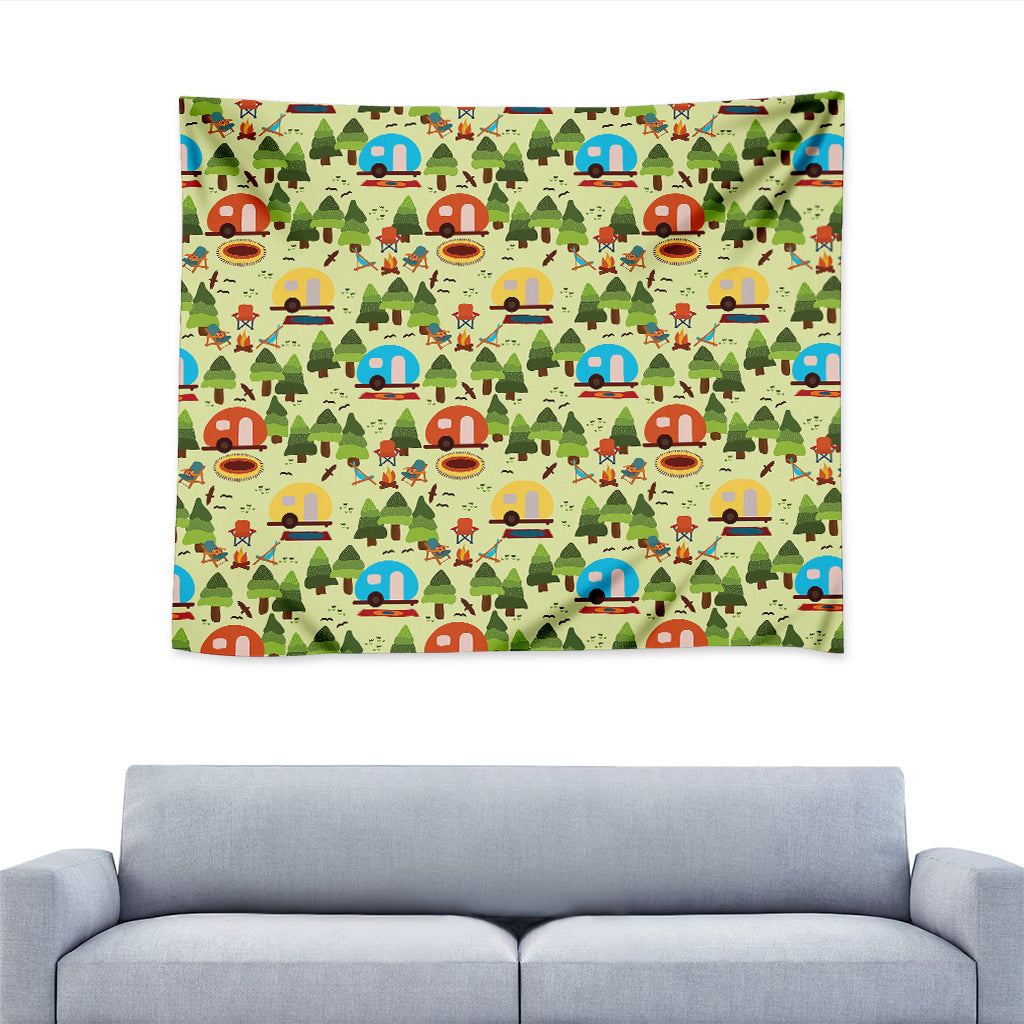 Camping Picnic Pattern Print Tapestry