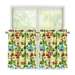 Camping Picnic Pattern Print Tier Curtains