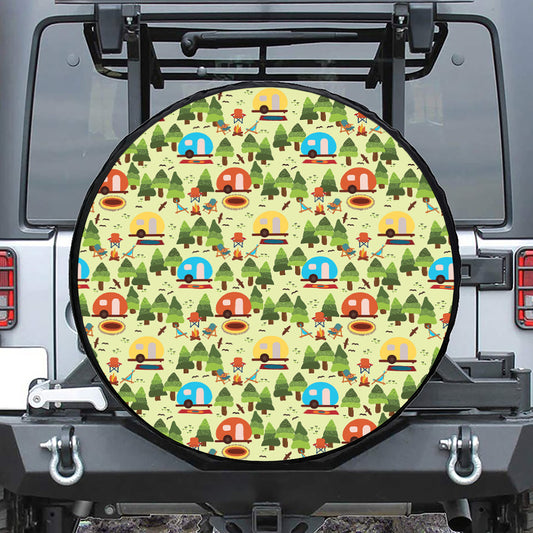 Camping Picnic Pattern Print Tire Cover
