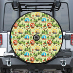 Camping Picnic Pattern Print Tire Cover With Camera Hole