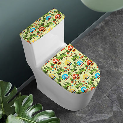 Camping Picnic Pattern Print Toilet Lid And Tank Cover Set