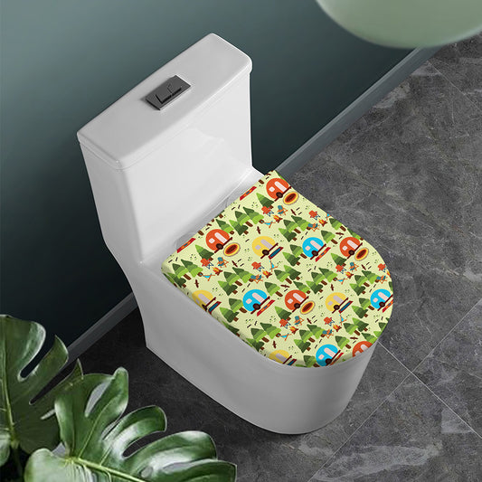 Camping Picnic Pattern Print Toilet Lid Cover
