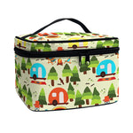 Camping Picnic Pattern Print Travel Makeup Bag