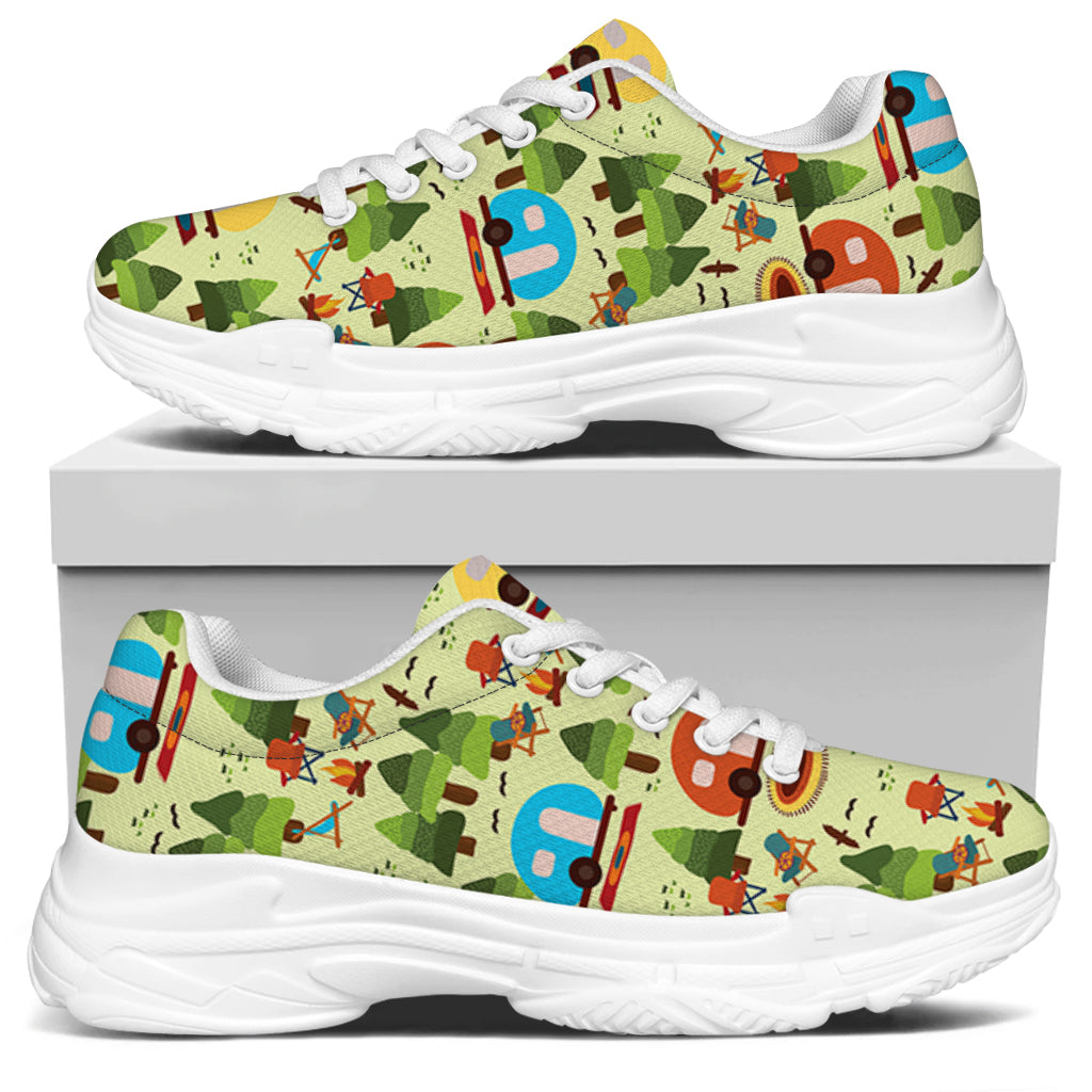 Camping Picnic Pattern Print White Chunky Shoes