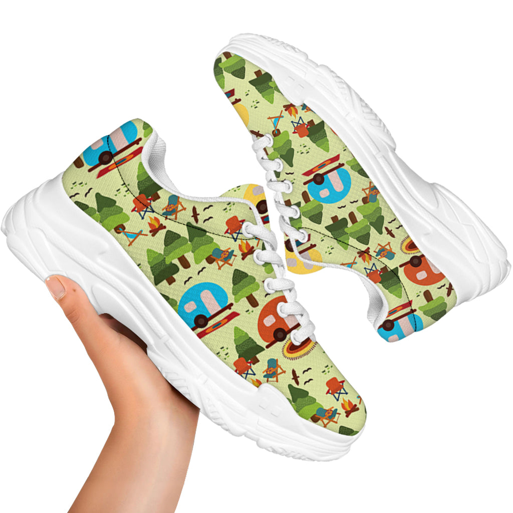 Camping Picnic Pattern Print White Chunky Shoes