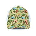 Camping Picnic Pattern Print White Mesh Trucker Hat