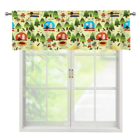 Camping Picnic Pattern Print Window Valance