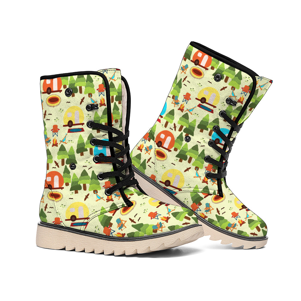 Camping Picnic Pattern Print Winter Boots