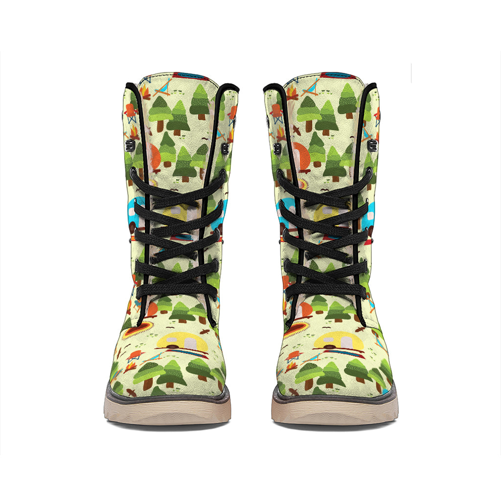 Camping Picnic Pattern Print Winter Boots