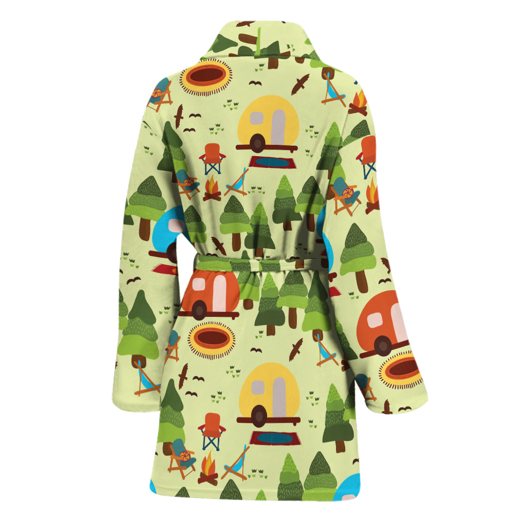 Camping Picnic Pattern Print Women's Bathrobe