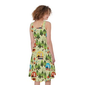 Camping Picnic Pattern Print Women's Sleeveless Dress