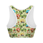 Camping Picnic Pattern Print Women's Sports Bra