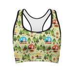 Camping Picnic Pattern Print Women's Sports Bra