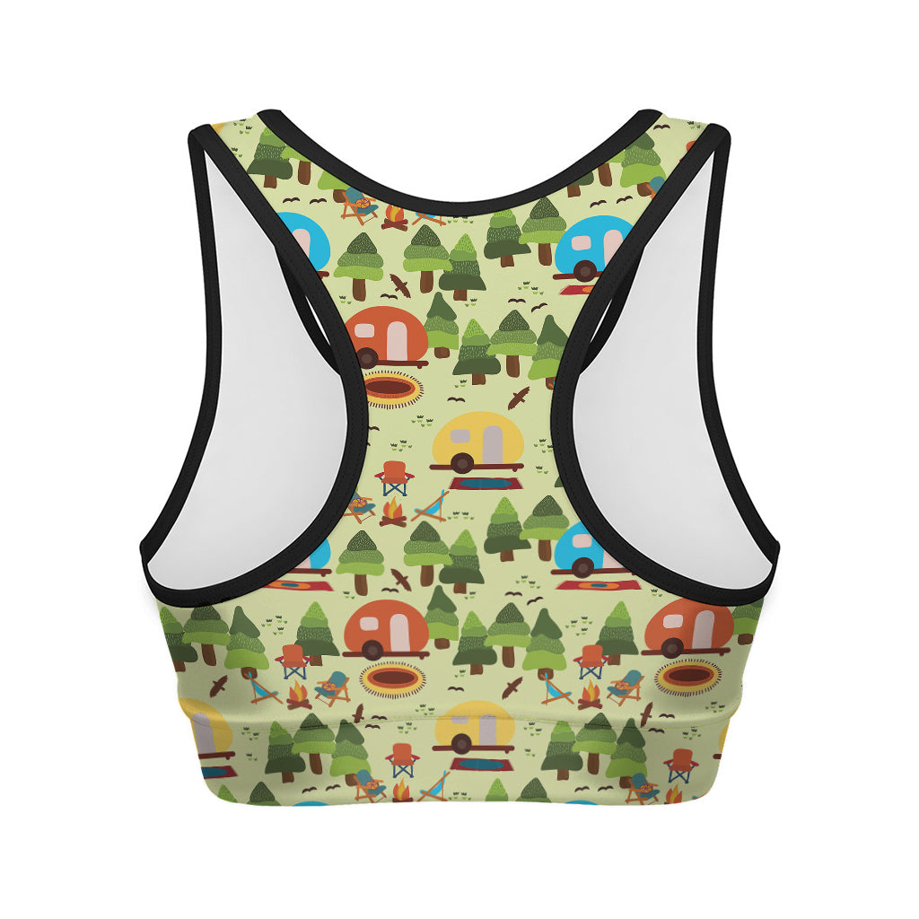 Camping Picnic Pattern Print Women's Sports Bra