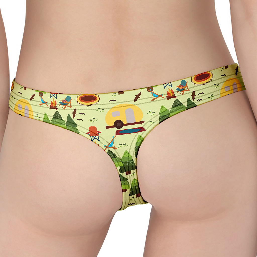 Camping Picnic Pattern Print Women's Thong