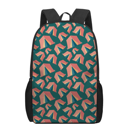 Camping Tent Pattern Print 17 Inch Backpack