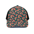 Camping Tent Pattern Print Black Mesh Trucker Hat