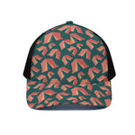 Camping Tent Pattern Print Black Mesh Trucker Cap