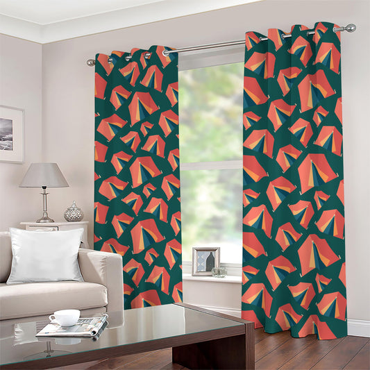 Camping Tent Pattern Print Blackout Grommet Curtains