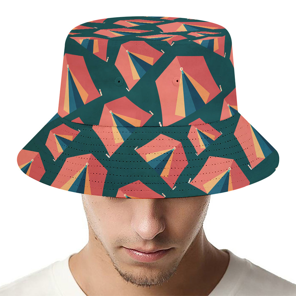 Camping Tent Pattern Print Bucket Hat