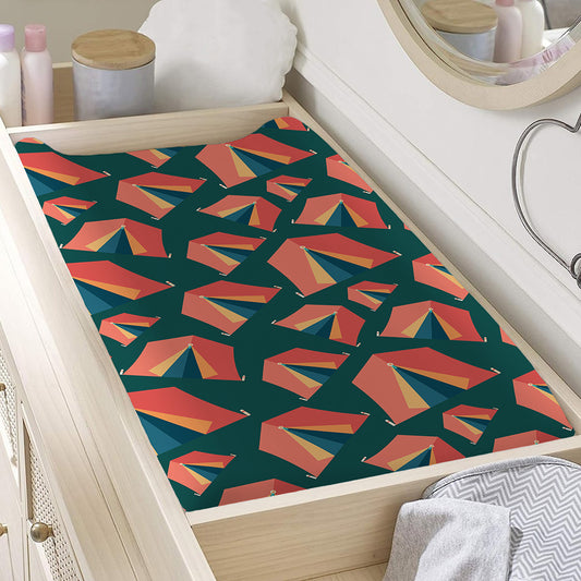 Camping Tent Pattern Print Changing Pad Cover