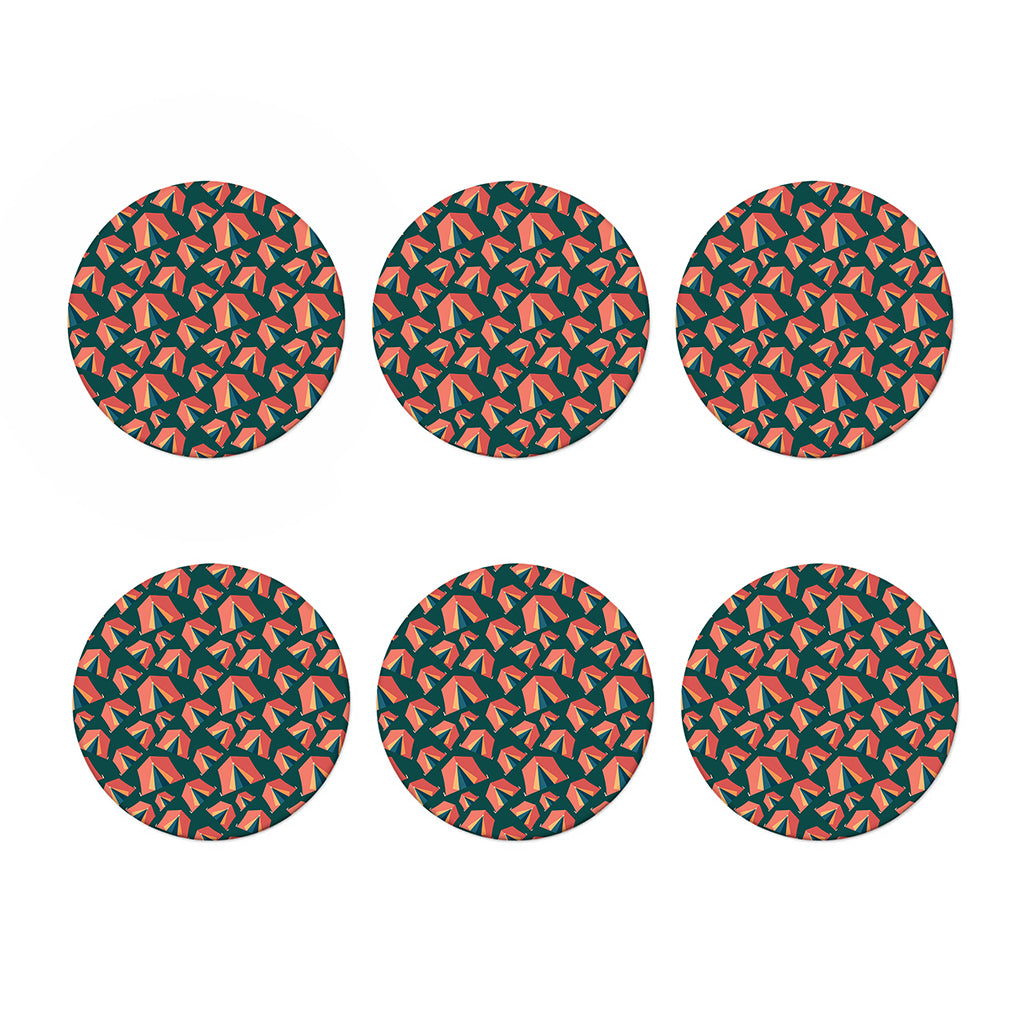 Camping Tent Pattern Print Coaster Set
