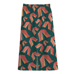 Camping Tent Pattern Print Cotton Front Slit Maxi Skirt