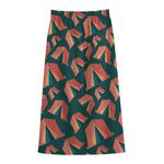 Camping Tent Pattern Print Cotton Front Slit Maxi Skirt