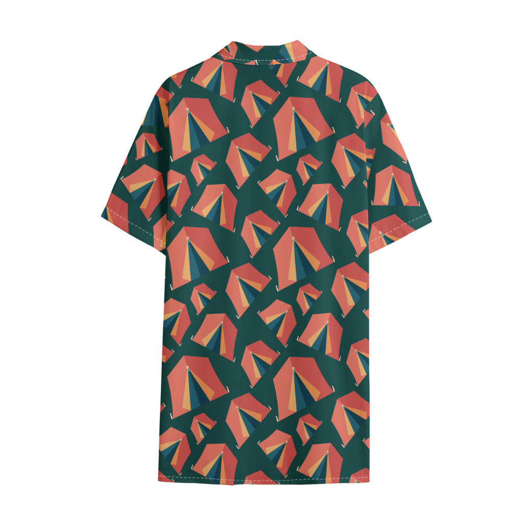 Camping Tent Pattern Print Cotton Hawaiian Shirt