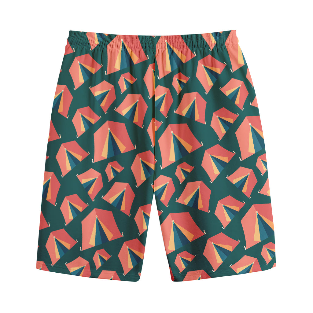 Camping Tent Pattern Print Cotton Shorts