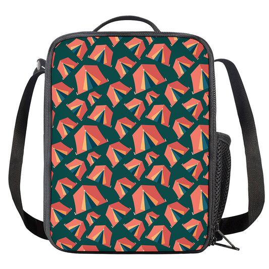 Camping Tent Pattern Print Crossbody Lunch Bag