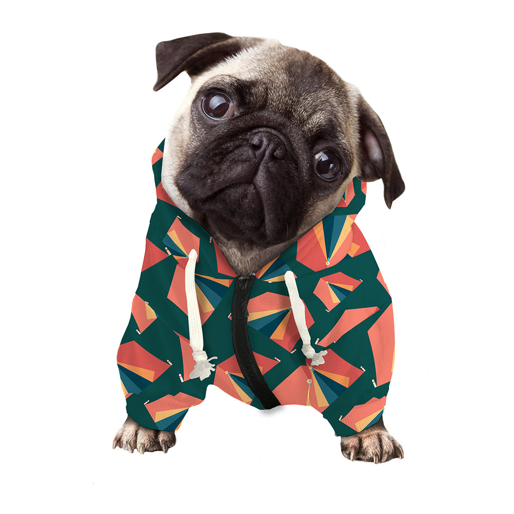 Camping Tent Pattern Print Dog Zip Up Hoodie