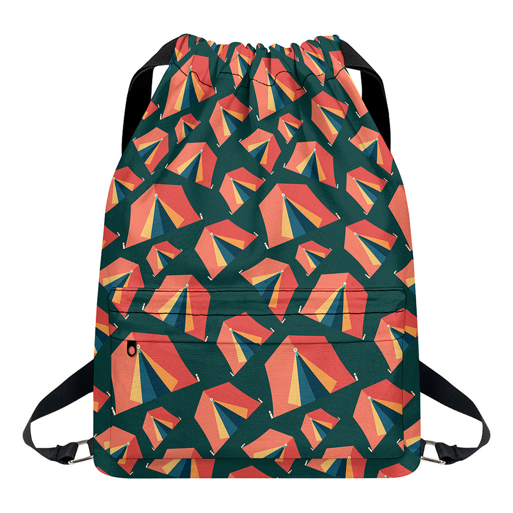 Camping Tent Pattern Print Drawstring Backpack