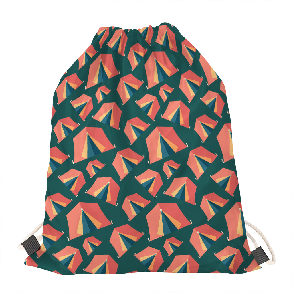 Camping Tent Pattern Print Drawstring Bag